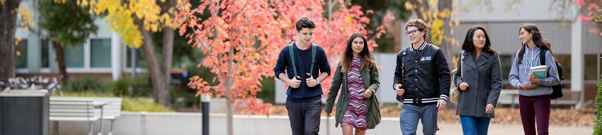 Students walking outside