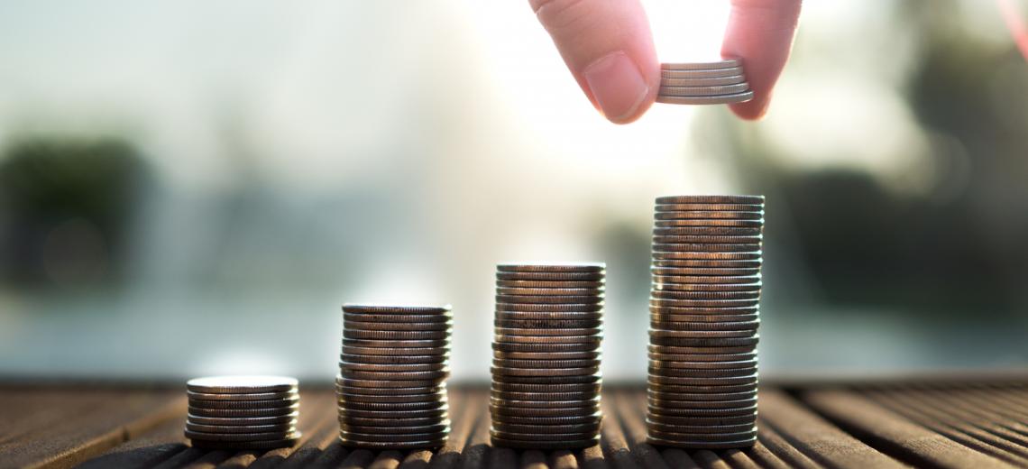 Small stacks of coins