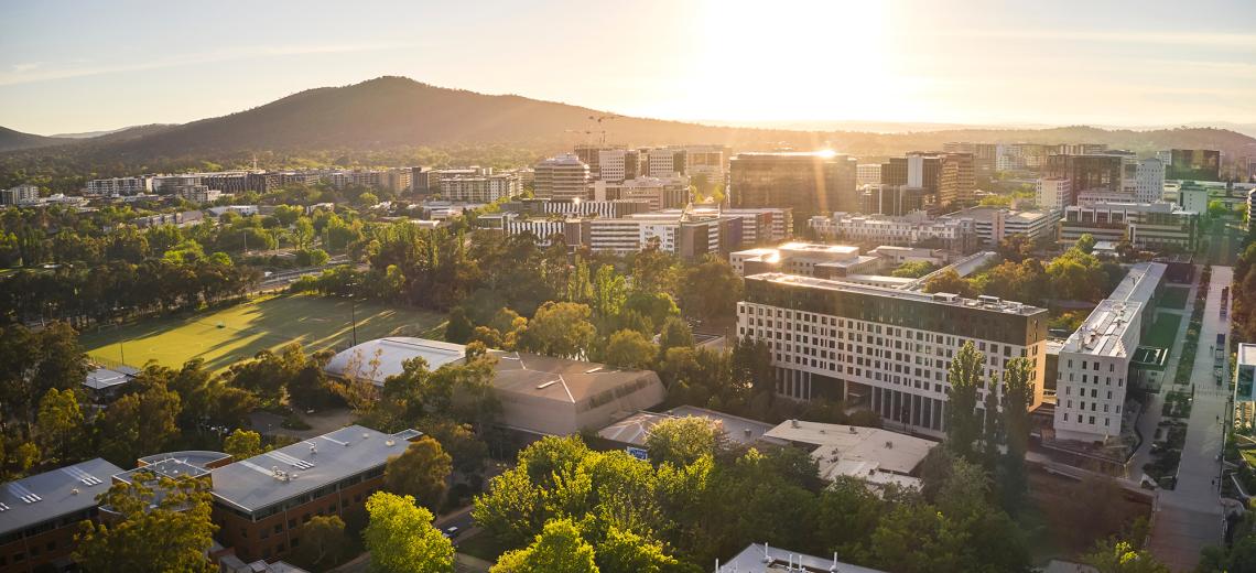 Aerial of ANU and Canberra