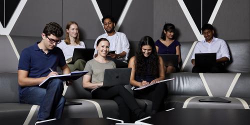 Students studying on laptops